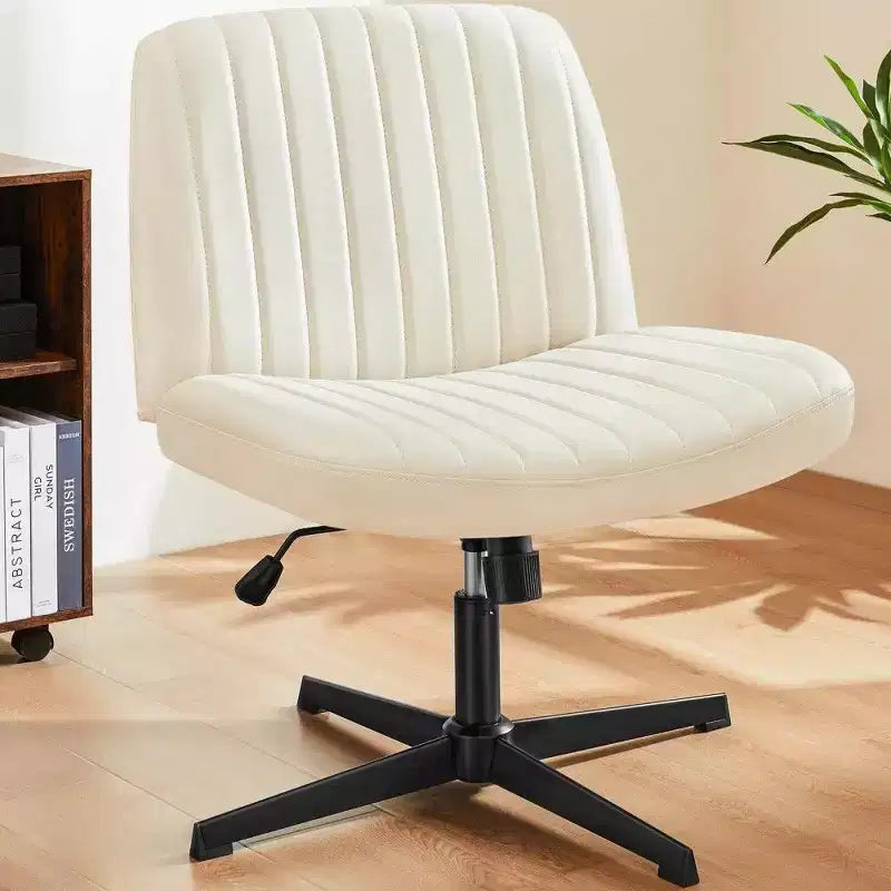 26" Wide Seat Office Chair – No Wheels, Cross-Legged Sitting, 360° Swivel & Rocking, 300 lb