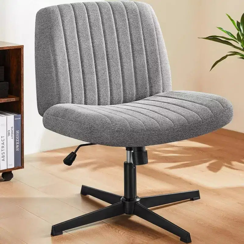 26" Wide Seat Office Chair – No Wheels, Cross-Legged Sitting, 360° Swivel & Rocking, 300 lb