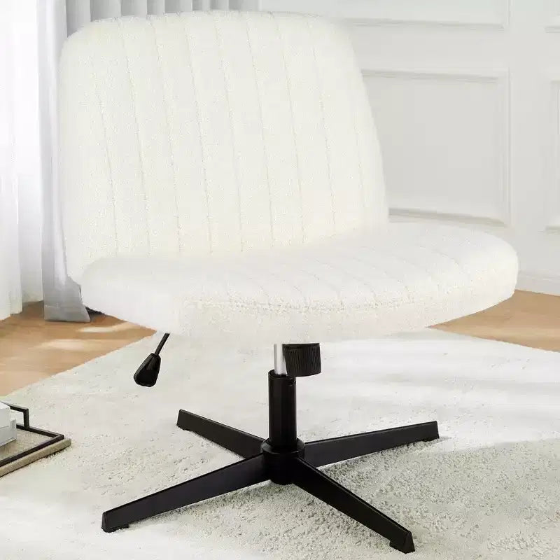 26" Wide Seat Office Chair – No Wheels, Cross-Legged Sitting, 360° Swivel & Rocking, 300 lb