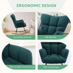 Fauteuil à bascule moderne rembourré en tissu peluche avec dossier haut – Fauteuil d'appoint pour le salon et la chambre à coucher