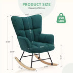 Fauteuil à bascule moderne rembourré en tissu peluche avec dossier haut – Fauteuil d'appoint pour le salon et la chambre à coucher