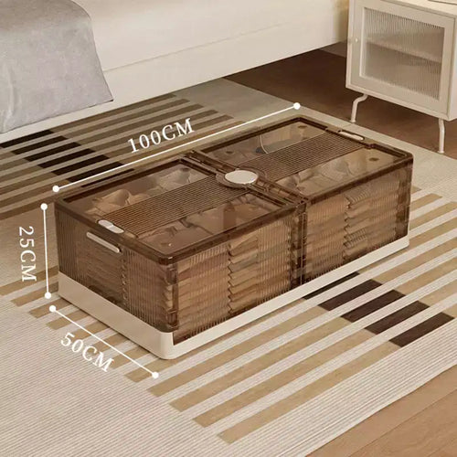 2 Pack Under Bed Storage Containers, Stackable Rolling Storage Plastic Containers, Multi-Purpose Rolling Low Profile Bins with Lids