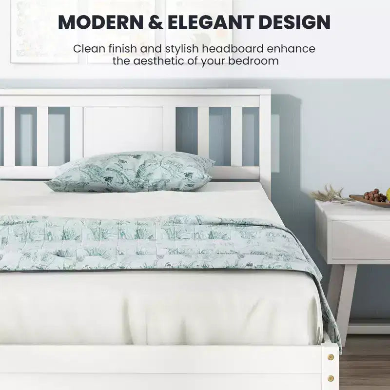 Twin / Full / Queen Size Bed Frame with Headboard & Wood Slat Support – No Box Spring Needed