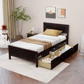 Twin Size Wooden Bed Frame with 2 Storage Drawers & Under-Bed Storage – Espresso