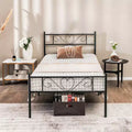 Twin XL Heavy-Duty Metal Platform Bed Frame with Under-Bed Storage & Steel Slat Support