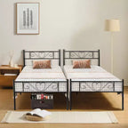 Cadre de lit plateforme Twin XL en métal robuste avec rangement sous le lit et support à lattes en acier