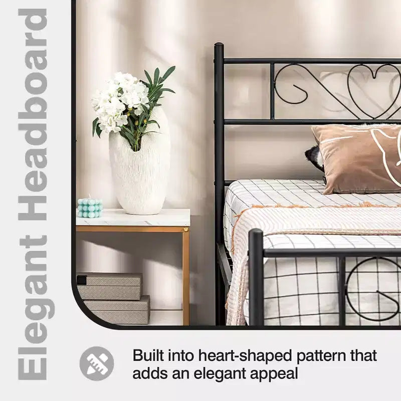 Twin XL Heavy-Duty Metal Platform Bed Frame with Under-Bed Storage & Steel Slat Support