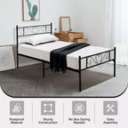 Cadre de lit plateforme Twin XL en métal robuste avec rangement sous le lit et support à lattes en acier