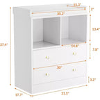 Commode avec plateau à langer amovible, Commode de chambre d'enfant avec 3 grands tiroirs, Station à langer et rangement moderne pour bébé, Table en bois massif