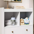 Commode avec plateau à langer amovible, Commode de chambre d'enfant avec 3 grands tiroirs, Station à langer et rangement moderne pour bébé, Table en bois massif
