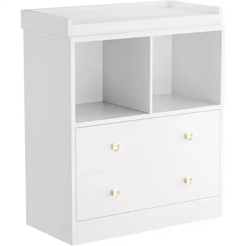 Dresser with Removable Changing Tray, Nursery Dresser with 3 Large Drawers, Modern Baby Changing Station & Storage for Nursery, Solid Wood Table