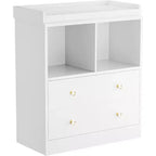 Commode avec plateau à langer amovible, Commode de chambre d'enfant avec 3 grands tiroirs, Station à langer et rangement moderne pour bébé, Table en bois massif