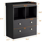 Commode avec plateau à langer amovible, Commode de chambre d'enfant avec 3 grands tiroirs, Station à langer et rangement moderne pour bébé, Table en bois massif