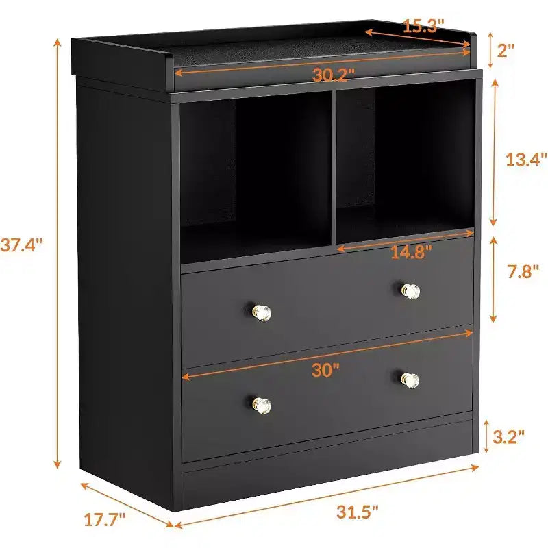 Dresser with Removable Changing Tray, Nursery Dresser with 3 Large Drawers, Modern Baby Changing Station & Storage for Nursery, Solid Wood Table
