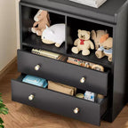 Commode avec plateau à langer amovible, Commode de chambre d'enfant avec 3 grands tiroirs, Station à langer et rangement moderne pour bébé, Table en bois massif