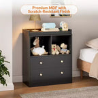Commode avec plateau à langer amovible, Commode de chambre d'enfant avec 3 grands tiroirs, Station à langer et rangement moderne pour bébé, Table en bois massif