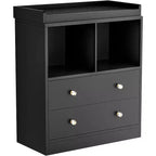 Commode avec plateau à langer amovible, Commode de chambre d'enfant avec 3 grands tiroirs, Station à langer et rangement moderne pour bébé, Table en bois massif