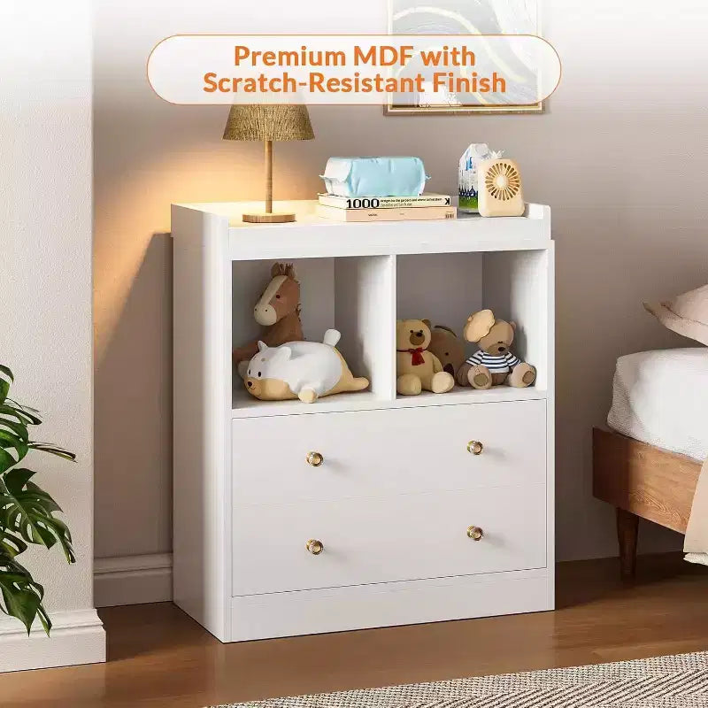 Dresser with Removable Changing Tray, Nursery Dresser with 3 Large Drawers, Modern Baby Changing Station & Storage for Nursery, Solid Wood Table