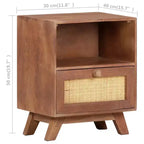Table de chevet en manguier massif – 40 x 30 x 50 cm