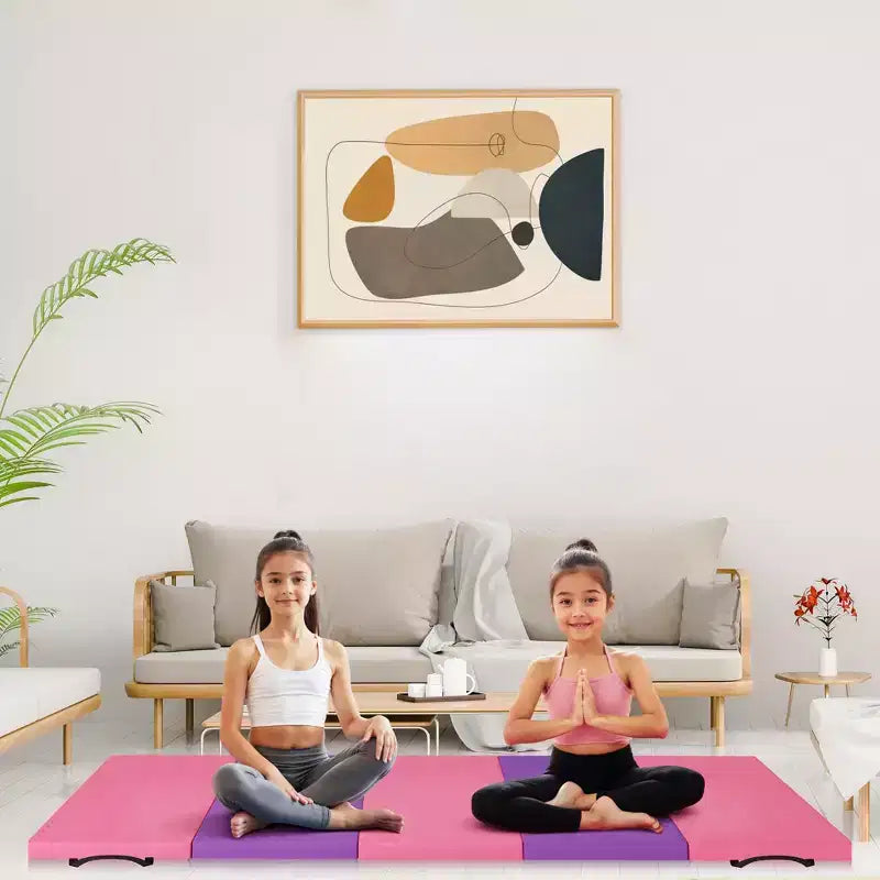 Folding Gymnastics Mat with Handles – 24"x70.8"x2" & 24"x74.4"x1.2" for Home Gym, Yoga & Kids