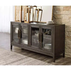 Buffet de salle à manger marron et beige avec rangements