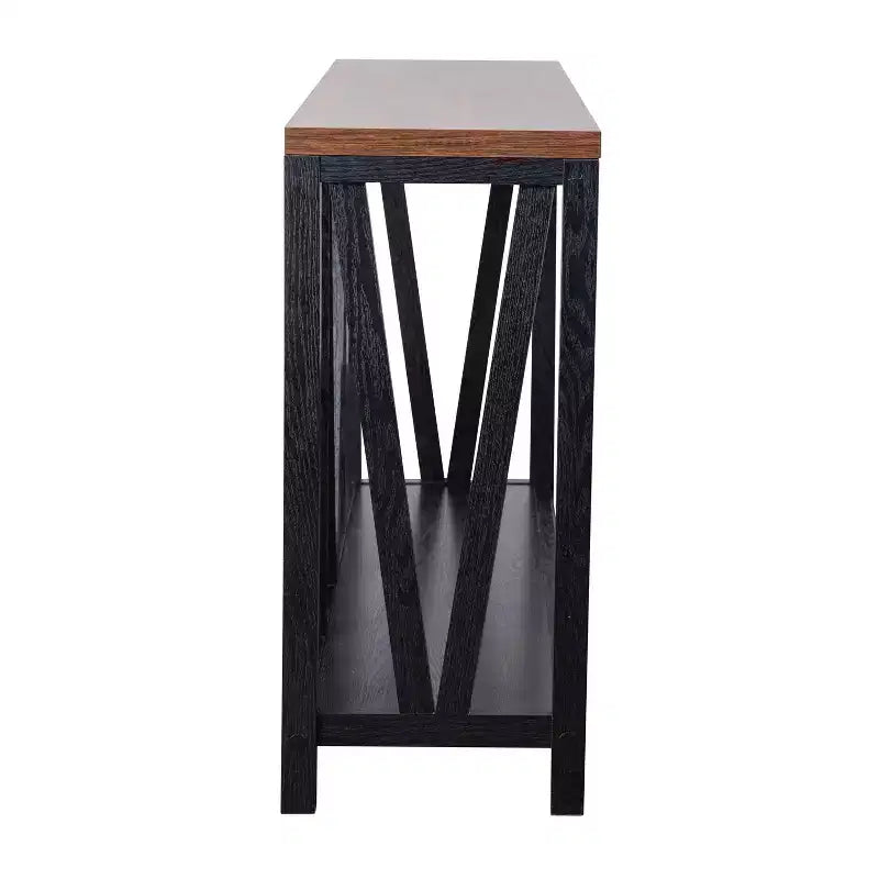 Modern Farmhouse Engineered Wood Sofa Table with Wood Bracing & Lower Shelf