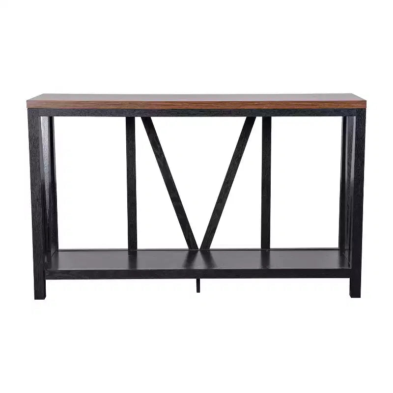 Modern Farmhouse Engineered Wood Sofa Table with Wood Bracing & Lower Shelf