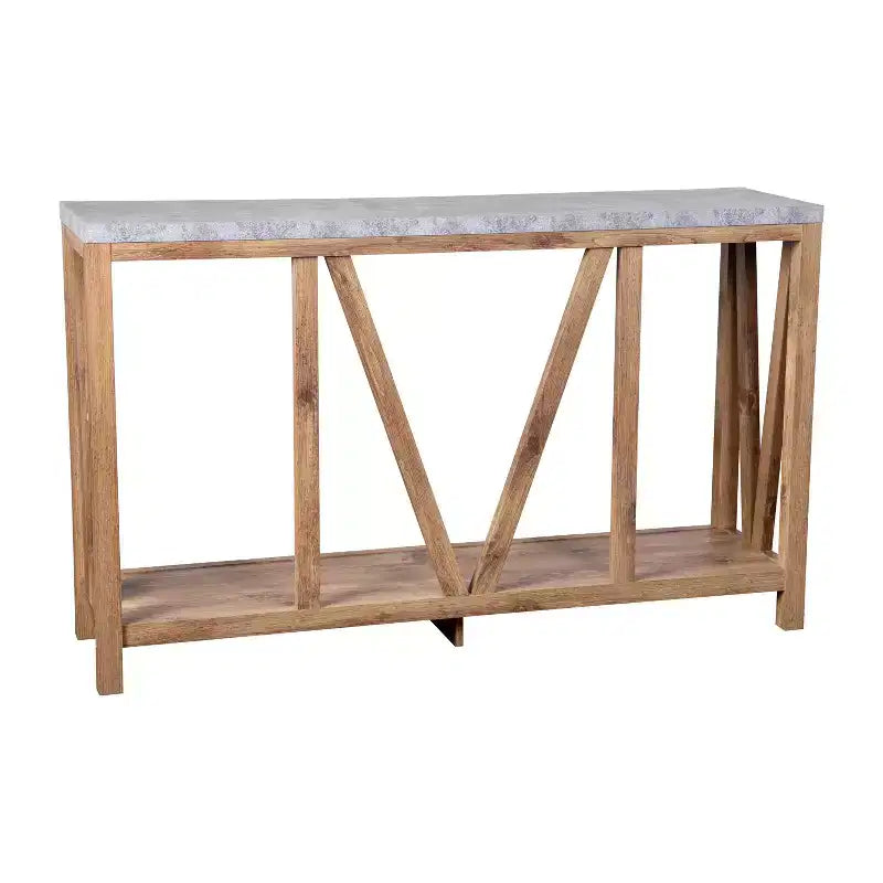 Modern Farmhouse Engineered Wood Sofa Table with Wood Bracing & Lower Shelf