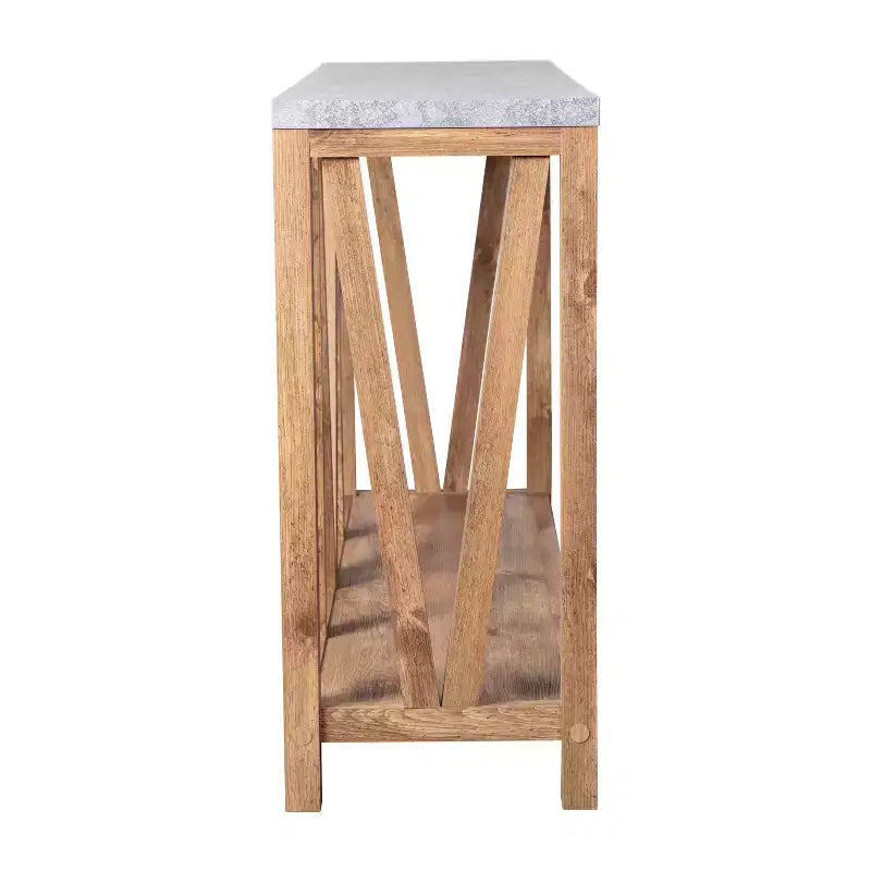 Modern Farmhouse Engineered Wood Sofa Table with Wood Bracing & Lower Shelf