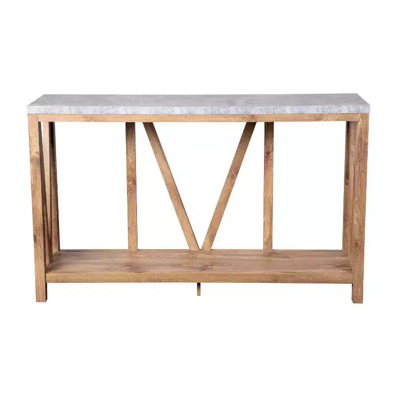 Modern Farmhouse Engineered Wood Sofa Table with Wood Bracing & Lower Shelf
