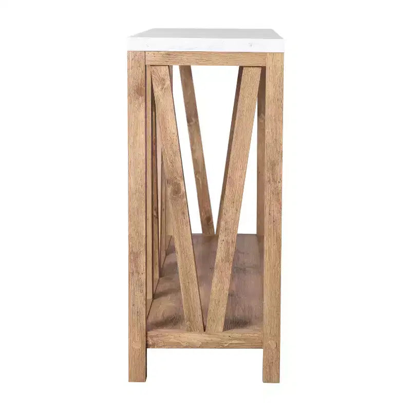 Modern Farmhouse Engineered Wood Sofa Table with Wood Bracing & Lower Shelf