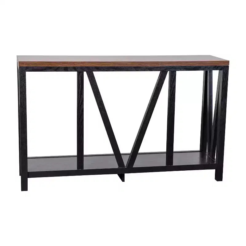 Modern Farmhouse Engineered Wood Sofa Table with Wood Bracing & Lower Shelf