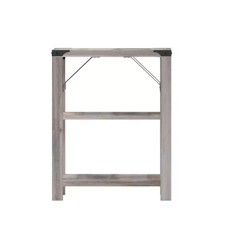Modern Farmhouse Engineered Wood End Table with Two-Tiered Shelving & Steel Accents