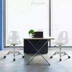 Lot de 2 chaises de bureau fantôme pivotantes sans accoudoirs en acrylique sur roulettes – Hauteur réglable