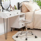 Lot de 2 chaises de bureau fantôme pivotantes sans accoudoirs en acrylique sur roulettes – Hauteur réglable