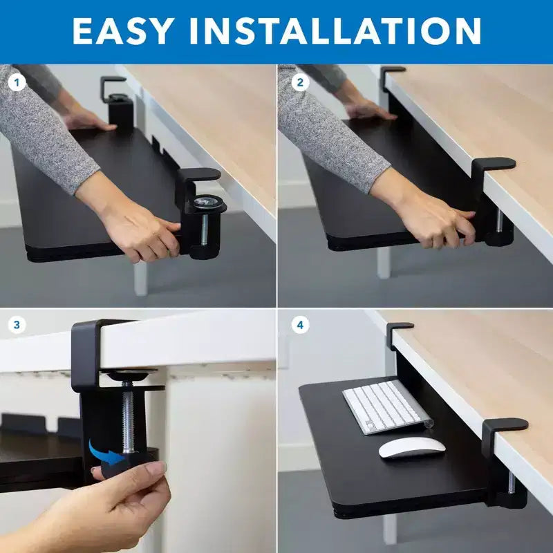 Clamp Keyboard Tray – Sliding Under Desk Keyboard & Mouse Platform, No Screws Needed